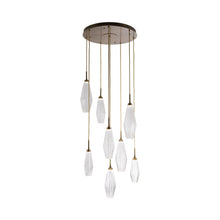Load image into Gallery viewer, Aalto Round Grande LED Multi Light Pendant Light in Heritage Brass/Clear Glass (8-Light).
