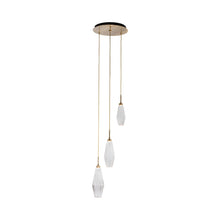 Load image into Gallery viewer, Aalto Round LED Multi Light Pendant Light in Heritage Brass/Clear Glass (3-Light).
