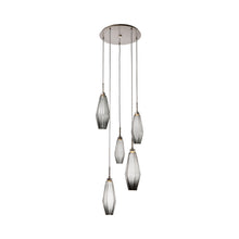 Load image into Gallery viewer, Aalto Round LED Multi Light Pendant Light in Metallic Beige Silver/Smoke Glass (5-Light).
