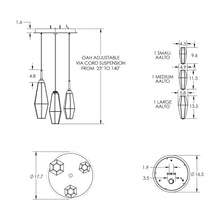 Load image into Gallery viewer, Aalto Round LED Multi Light Pendant Light - line drawing.
