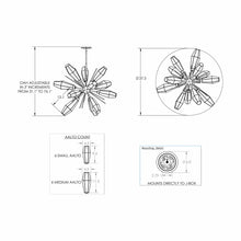 Load image into Gallery viewer, Aalto Round Starburst LED Chandelier - line drawing.
