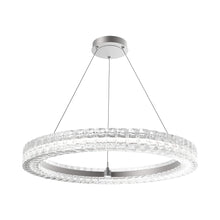 Load image into Gallery viewer, Asscher LED Chandelier in Metallic Beige Silver.
