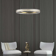 Load image into Gallery viewer, Asscher Chandelier in living room.
