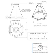 Load image into Gallery viewer, Axis LED Chandelier - line drawing.
