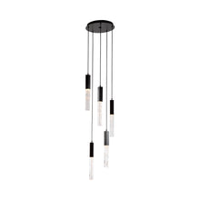 Load image into Gallery viewer, Axis LED Multi Light Pendant Light in Matte Black (5-Light).
