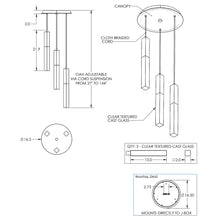 Load image into Gallery viewer, Axis LED Multi Light Pendant Light - line drawing.
