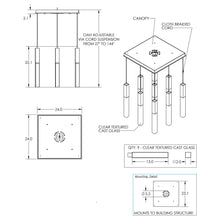 Load image into Gallery viewer, Axis LED Multi Light Pendant Light - line drawing.
