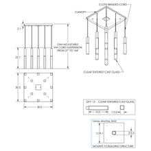 Load image into Gallery viewer, Axis LED Multi Light Pendant Light - line drawing.
