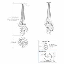 Load image into Gallery viewer, Blossom Cluster LED Pendant Light - line drawing.
