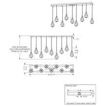 Load image into Gallery viewer, Blossom LED Linear Multi Light Pendant Light - line drawing.
