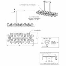Load image into Gallery viewer, Blossom LED Linear Pendant Light - line drawing.
