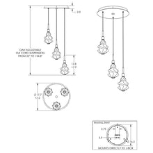 Load image into Gallery viewer, Blossom LED Multi Light Pendant Light - line drawing.

