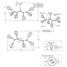 Load image into Gallery viewer, Blossom Modern Branch LED Pendant Light - line drawing.
