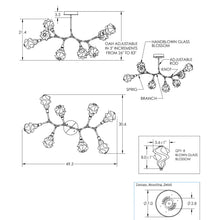 Load image into Gallery viewer, Blossom Modern Branch LED Pendant Light - line drawing.
