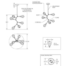 Load image into Gallery viewer, Blossom Modern Vine LED Pendant Light - line drawing.
