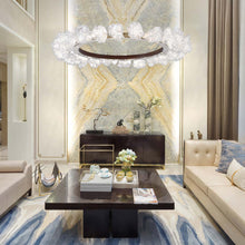 Load image into Gallery viewer, Blossom Ring LED Chandelier in living room.
