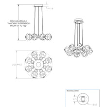 Load image into Gallery viewer, Blossom Ring LED Chandelier - line drawing.
