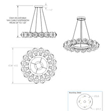Load image into Gallery viewer, Blossom Ring LED Chandelier - line drawing.
