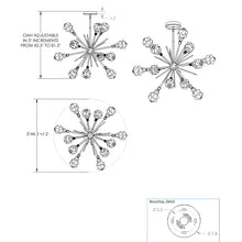 Load image into Gallery viewer, Blossom Starburst LED Chandelier - line drawing.

