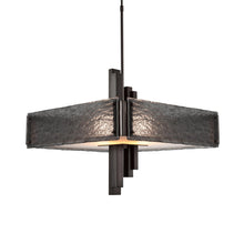 Load image into Gallery viewer, Carlyle Square Chandelier in Gunmetal (Granite Glass - Smoke).
