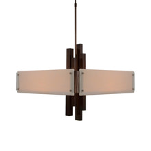 Load image into Gallery viewer, Carlyle Square Chandelier in Oil Rubbed Bronze (Ivory Wisp Glass).
