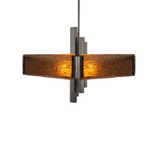 Load image into Gallery viewer, Carlyle Square Chandelier in Satin Nickel (Granite Glass - Bronze).
