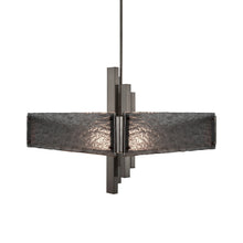 Load image into Gallery viewer, Carlyle Square Chandelier in Satin Nickel (Granite Glass - Smoke).

