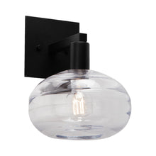 Load image into Gallery viewer, Coppa Wall Light in Matte Black/Clear Glass.
