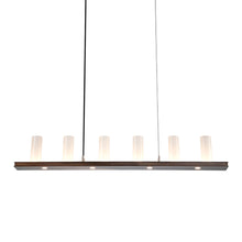 Load image into Gallery viewer, Corona LED Linear Pendant Light in Oil Rubbed Bronze/Frosted Seeded Glass.
