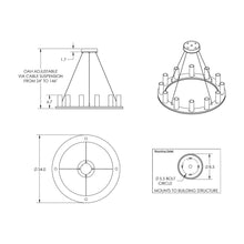 Load image into Gallery viewer, Corona Ring LED Chandelier - line drawing.
