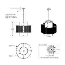 Load image into Gallery viewer, Downtown Mesh Double Drum Pendant Light - line drawing.
