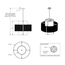 Load image into Gallery viewer, Downtown Mesh Double Drum Pendant Light - line drawing.
