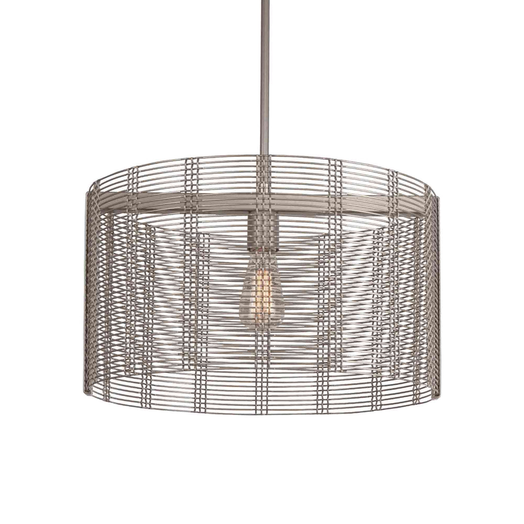Downtown Mesh Drum Exposed Bulbs Pendant Light in Metallic Beige (19.3-Inch).