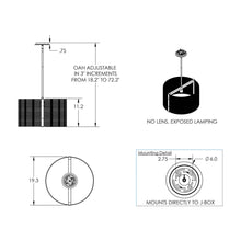 Load image into Gallery viewer, Downtown Mesh Drum Exposed Bulbs Pendant Light - line drawing.
