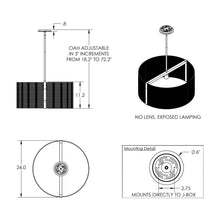 Load image into Gallery viewer, Downtown Mesh Drum Exposed Bulbs Pendant Light - line drawing.
