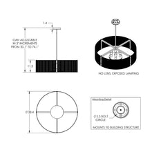 Load image into Gallery viewer, Downtown Mesh Drum Exposed Bulbs Pendant Light - line drawing.
