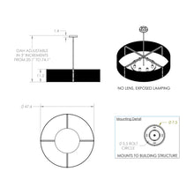 Load image into Gallery viewer, Downtown Mesh Drum Exposed Bulbs Pendant Light - line drawing.
