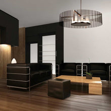 Load image into Gallery viewer, Downtown Mesh Drum Pendant Light in living room.
