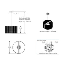 Load image into Gallery viewer, Downtown Mesh Drum Pendant Light - line drawing.
