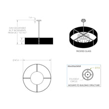 Load image into Gallery viewer, Downtown Mesh Drum Pendant Light - line drawing.
