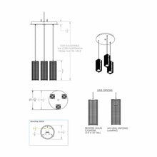 Load image into Gallery viewer, Downtown Mesh Round Multi Light Pendant Light - line drawing.
