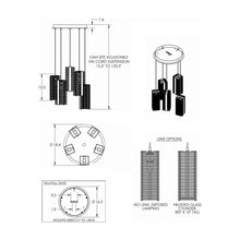 Load image into Gallery viewer, Downtown Mesh Round Multi Light Pendant Light - line drawing.

