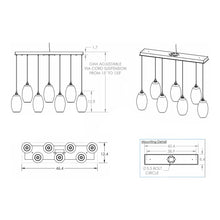 Load image into Gallery viewer, Ellisse Linear Pendant Light in Detail - line drawing.

