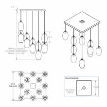 Load image into Gallery viewer, Ellisse Multi Light Pendant Light - line drawing.
