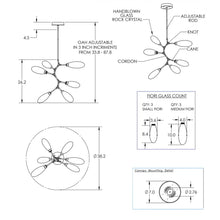 Load image into Gallery viewer, Fiori Modern Vine LED Pendant Light - line drawing.
