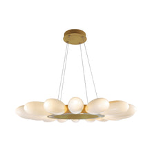 Load image into Gallery viewer, Fiori Radial Ring LED Chandelier in Gilded Brass.
