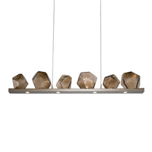 Load image into Gallery viewer, Gem Bezel LED Linear Pendant Light in Metallic Beige Silver/Bronze Glass (44-Inch).
