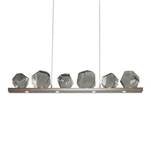Load image into Gallery viewer, Gem Bezel LED Linear Pendant Light in Metallic Beige Silver/Smoke Glass (44-Inch).
