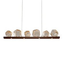 Load image into Gallery viewer, Gem Bezel LED Linear Pendant Light in Flat Bronze/Amber Glass (44-Inch).
