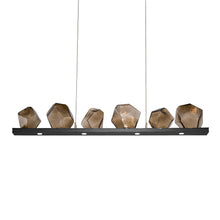 Load image into Gallery viewer, Gem Bezel LED Linear Pendant Light in Gunmetal/Bronze Glass (44-Inch).
